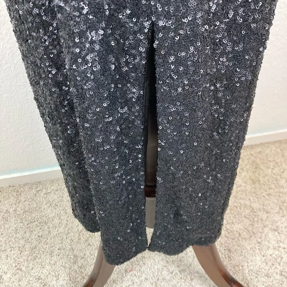 Dress The Population black sequin sheath maxi  long dress womens size L Mob Wife